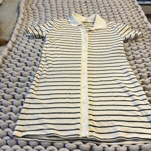 Zara black and white striped mini polo dress size M